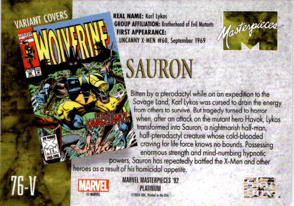 2024 Upper Deck Marvel Masterpieces '92 Platinum #76-V Sauron Variant Cover