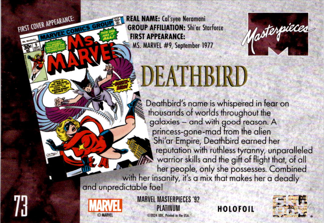 2024 Upper Deck Marvel Masterpieces '92 Platinum #73 Deathbird Holofoil