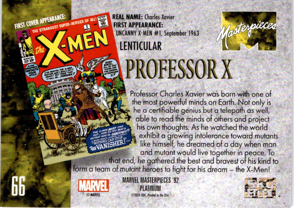 2024 Upper Deck Marvel Masterpieces '92 Platinum #66 Professor X Lenticular