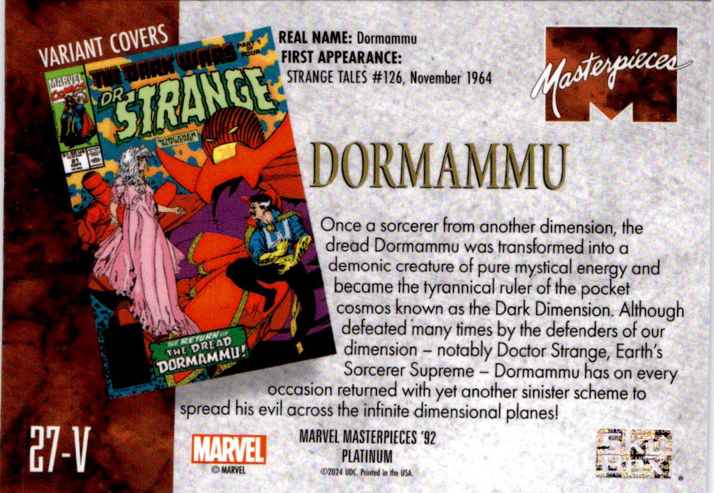 2024 Upper Deck Marvel Masterpieces '92 Platinum #27-V Dormammu Variant Cover
