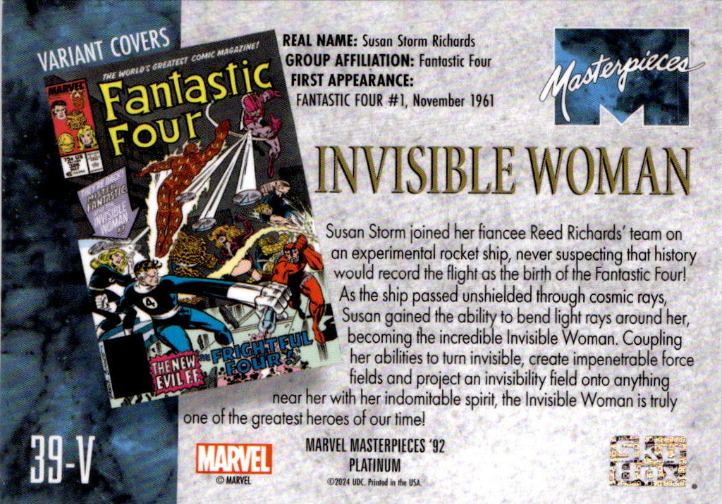 2024 UD  Marvel Masterpieces '92 Platinum #39-V Invisible Woman Variant Cover