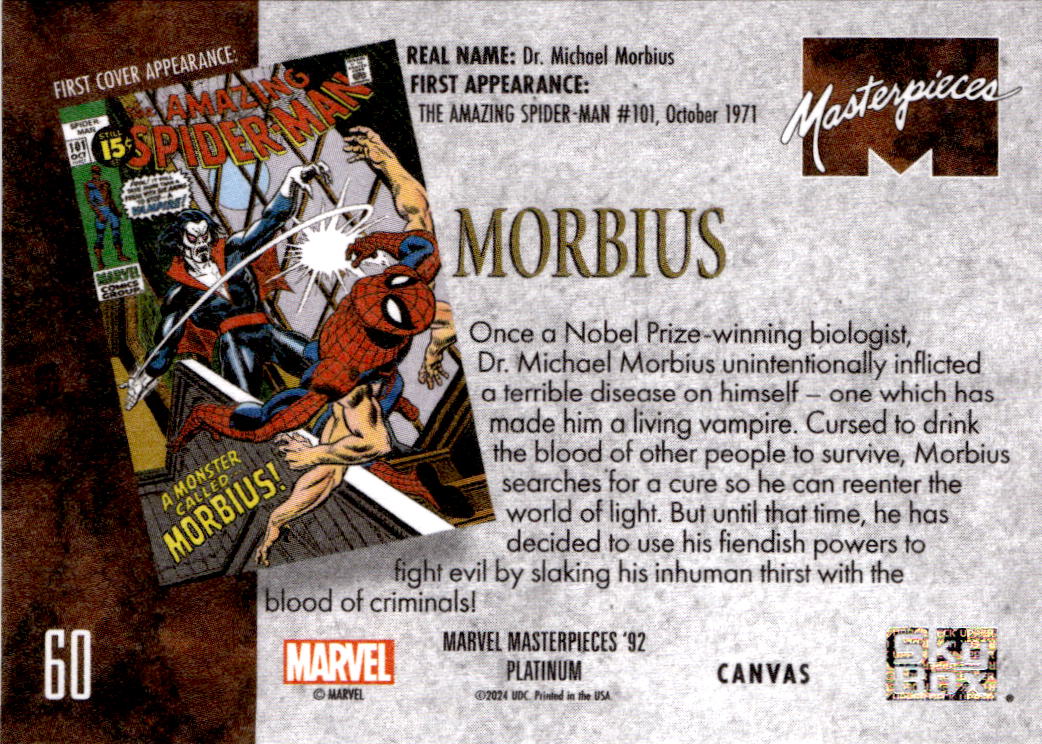 2024 Upper Deck Marvel Masterpieces '92 Platinum #60 Morbius Canvas
