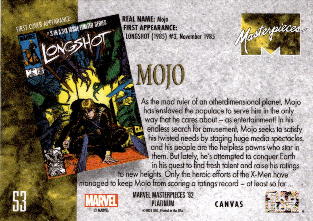 2024 Upper Deck Marvel Masterpieces '92 Platinum #53 Mojo Canvas