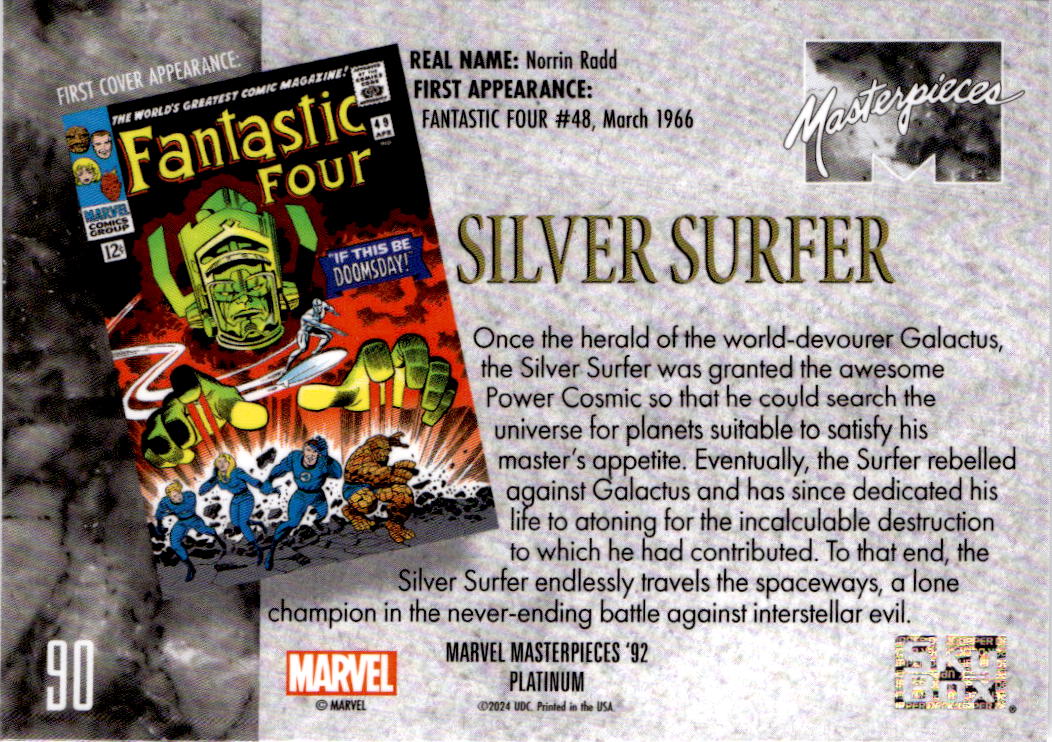 2024 Upper Deck Marvel Masterpieces '92 Platinum #90 Silver Surfer