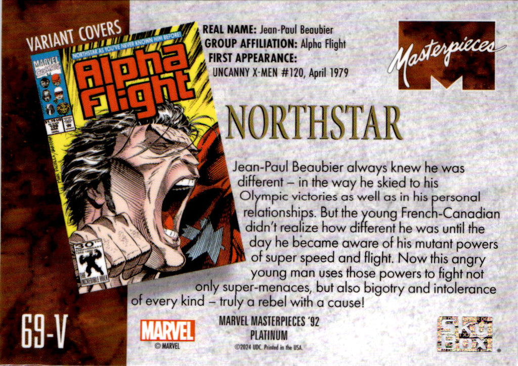2024 Upper Deck Marvel Masterpieces '92 Platinum #69-V Northstar Variant Cover