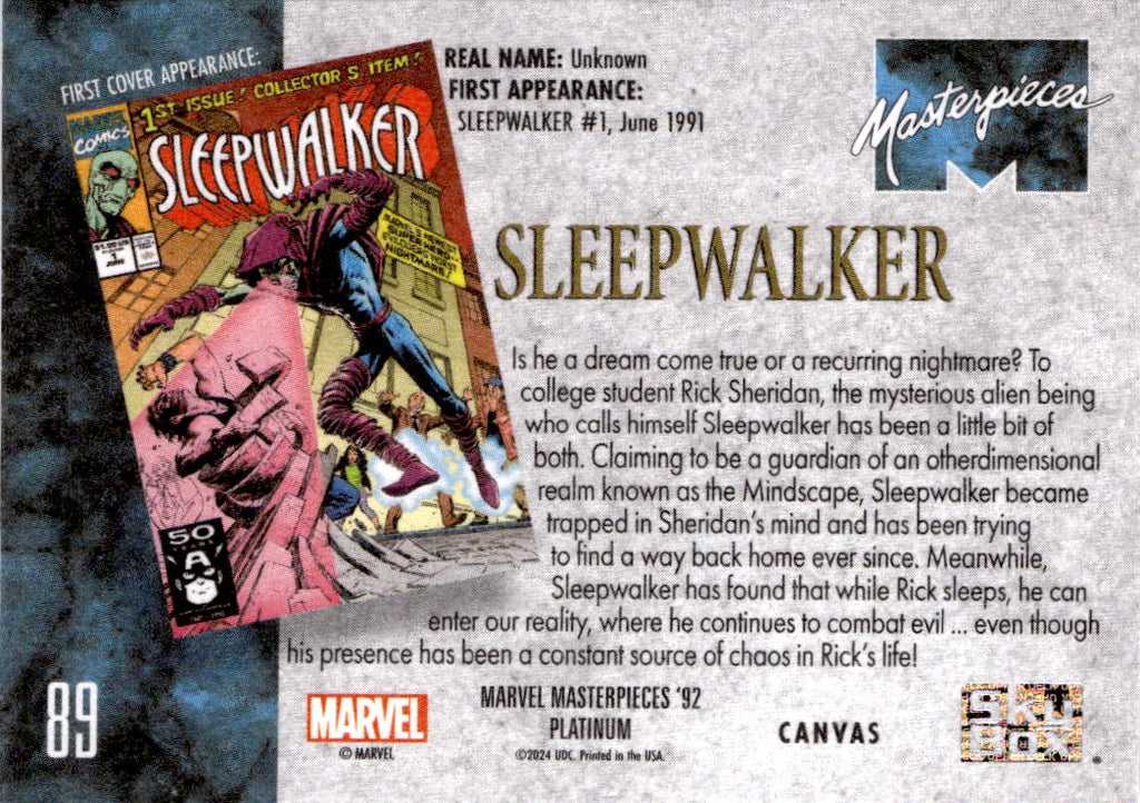 2024 Upper Deck Marvel Masterpieces '92 Platinum #89 Sleepwalker Canvas