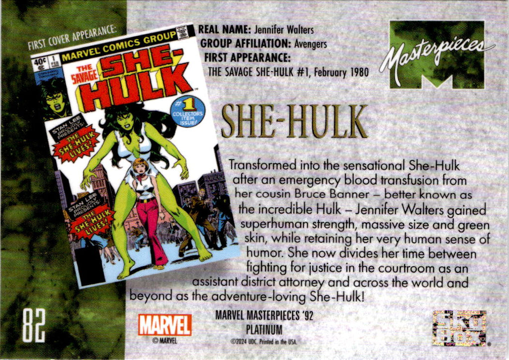 2024 Upper Deck Marvel Masterpieces '92 Platinum #82 She-Hulk