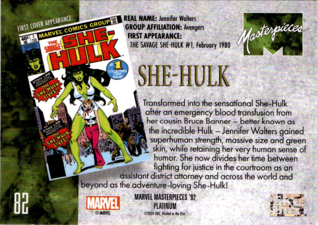 2024 Upper Deck Marvel Masterpieces '92 Platinum #82 She-Hulk