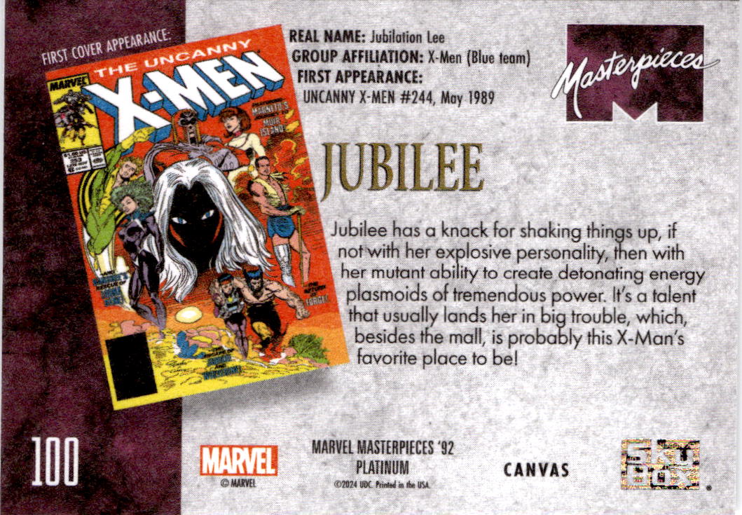 2024 Upper Deck Marvel Masterpieces '92 Platinum #100 Jubilee Canvas