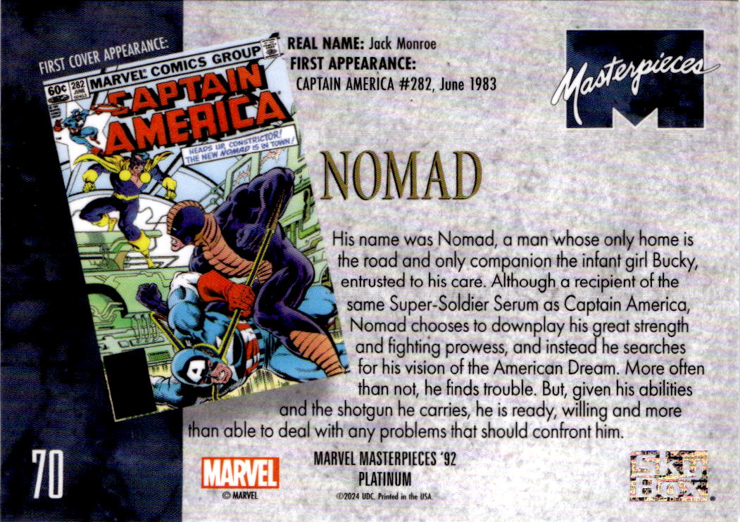 2024 Upper Deck Marvel Masterpieces '92 Platinum #70 Nomad