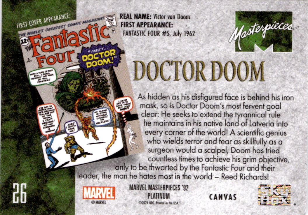 2024 Upper Deck Marvel Masterpieces '92 Platinum #26 Doctor Doom Canvas