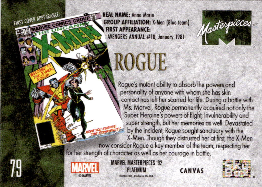 2024 Upper Deck Marvel Masterpieces '92 Platinum #79 Rogue Canvas