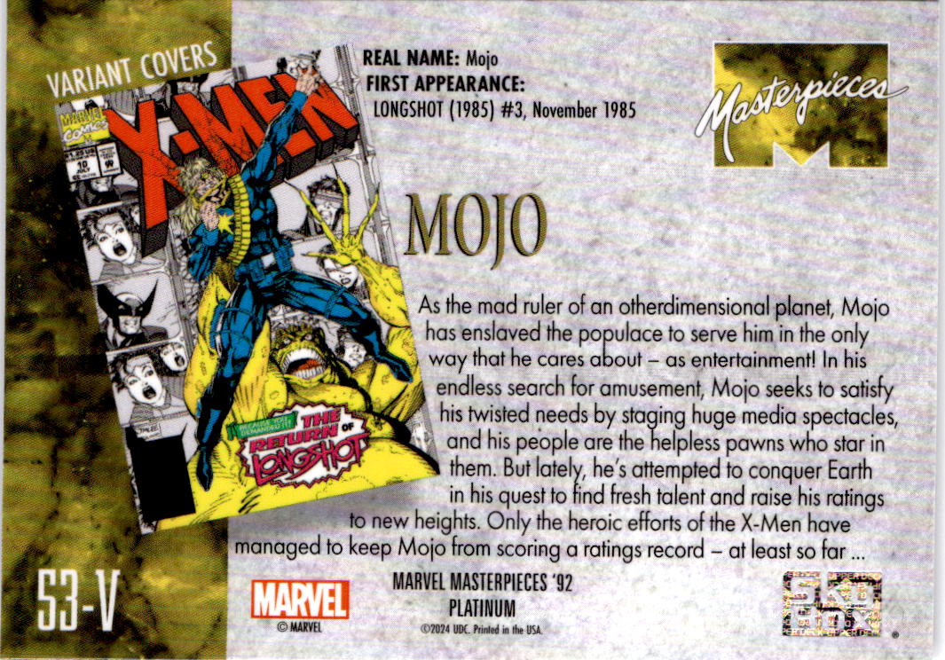 2024 Upper Deck Marvel Masterpieces '92 Platinum #53-V Mojo Variant Cover