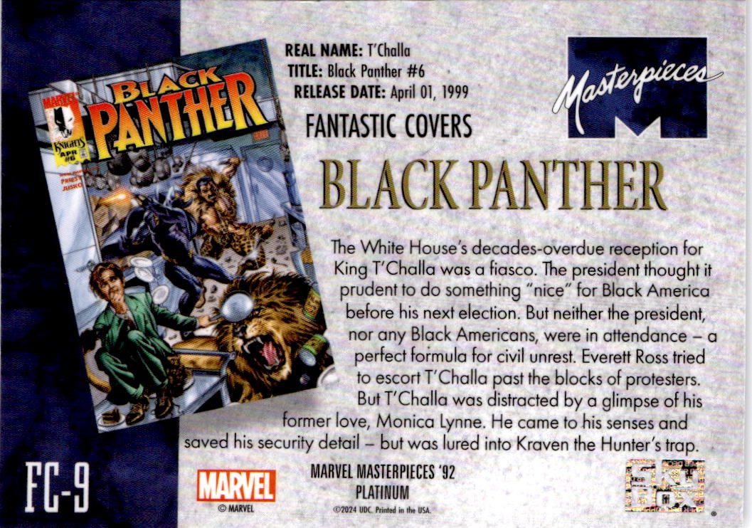 2024 UD Marvel Masterpieces '92 Platinum Black Panther (1998) #6 Covers