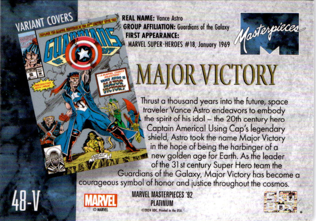 2024 UD Marvel Masterpieces '92 Platinum #48-V Major Victory Variant Cover