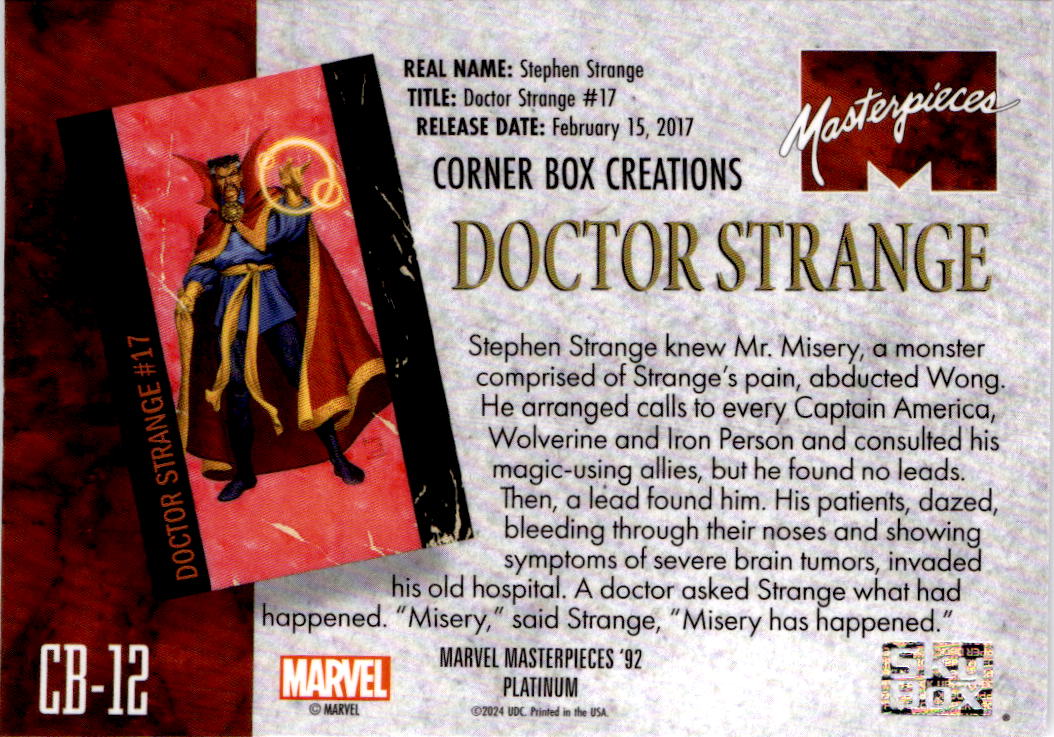 2024 UD Marvel Masterpieces '92 Platinum Doctor Strange Corner Box Creations