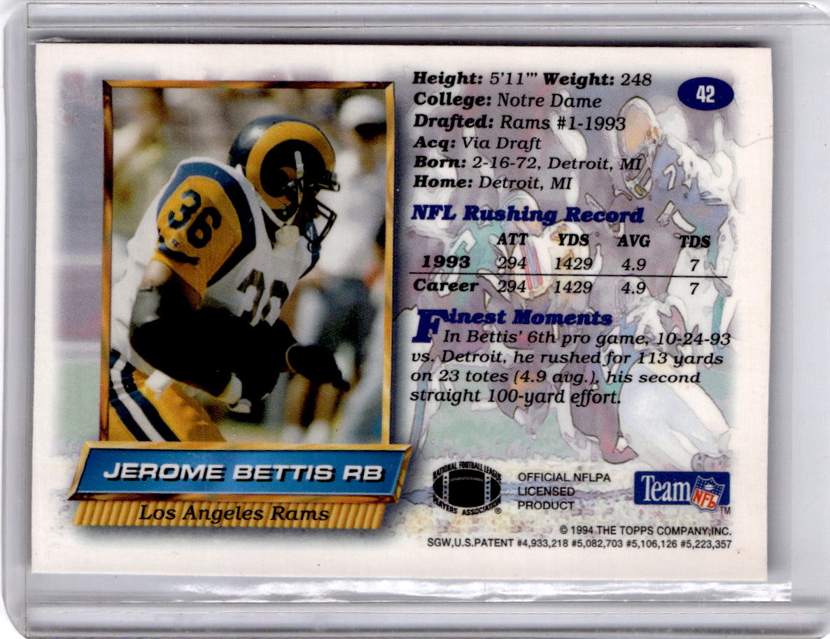 1994 Finest #42 Jerome Bettis Rookie