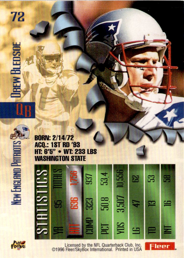 1996 Fleer Metal #72PM Drew Bledsoe Precious Metal