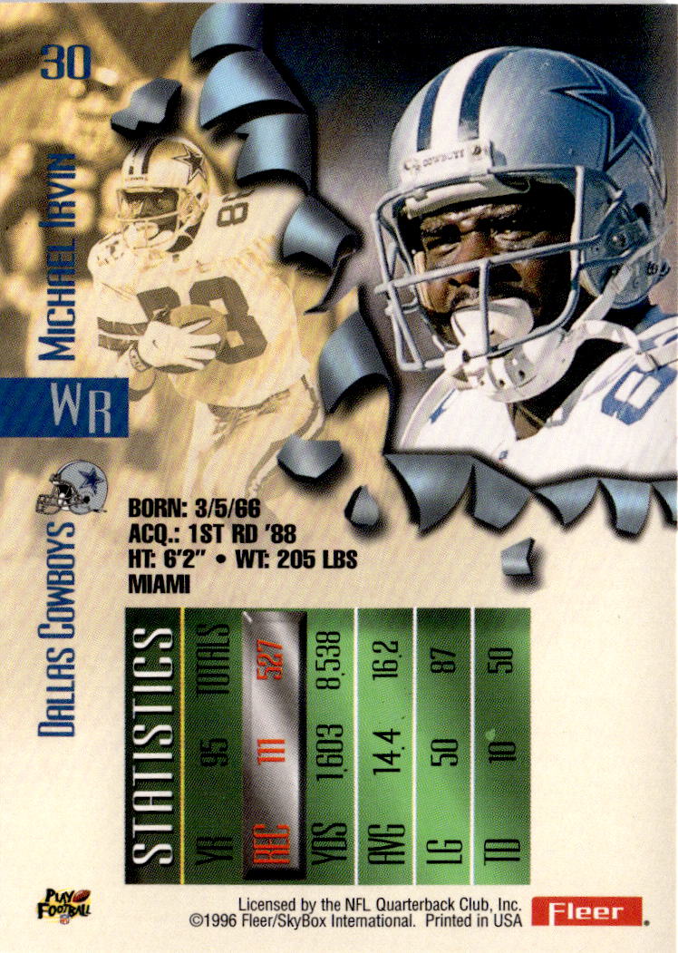 1996 Fleer Metal #30 Michael Irvin