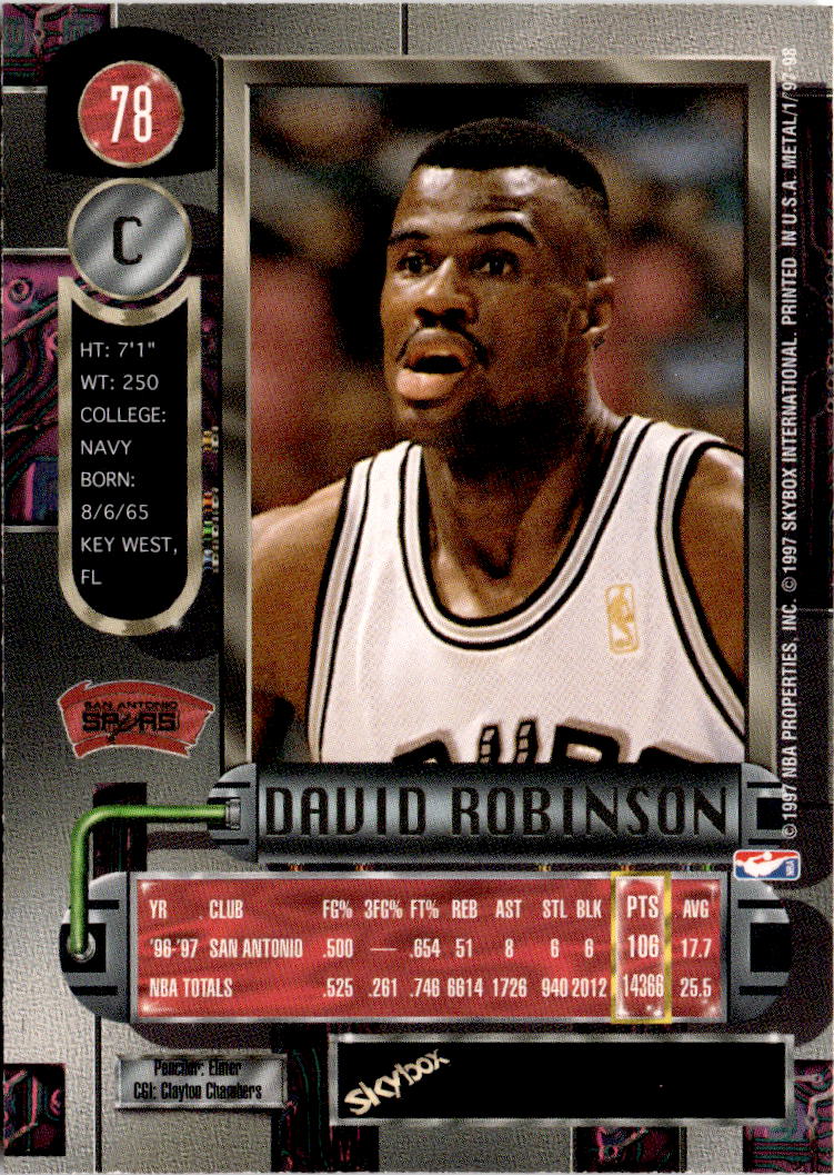 1997-98 Metal Universe #78 David Robinson