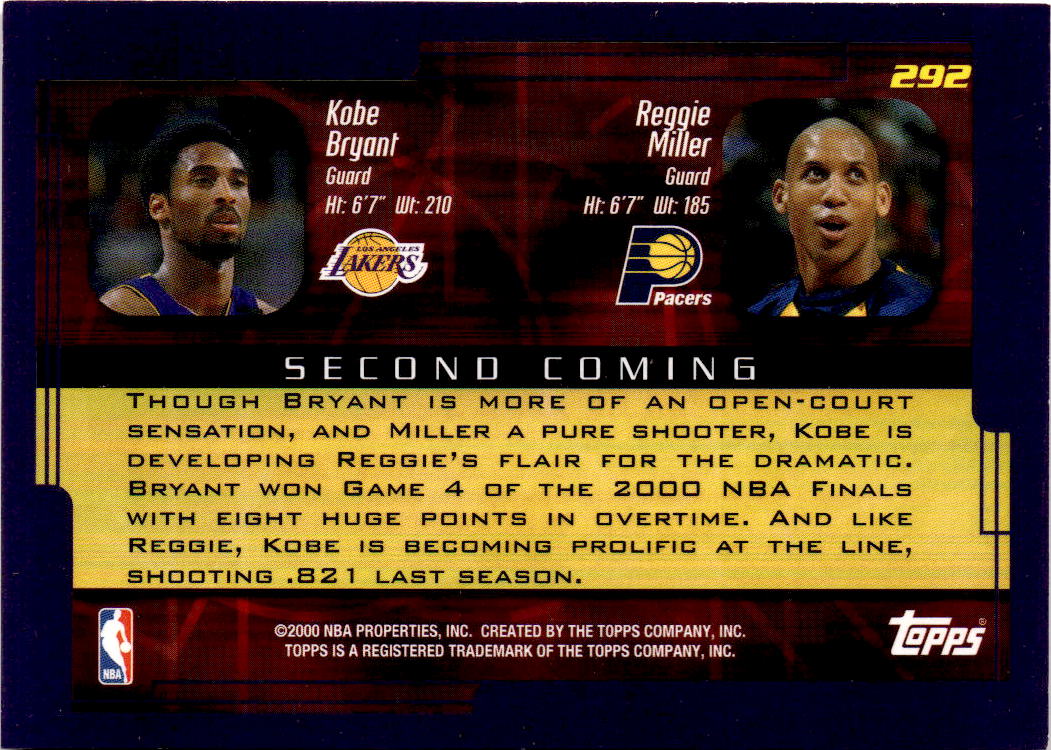 2000-01 Topps #292 Kobe Bryant / Reggie Miller
