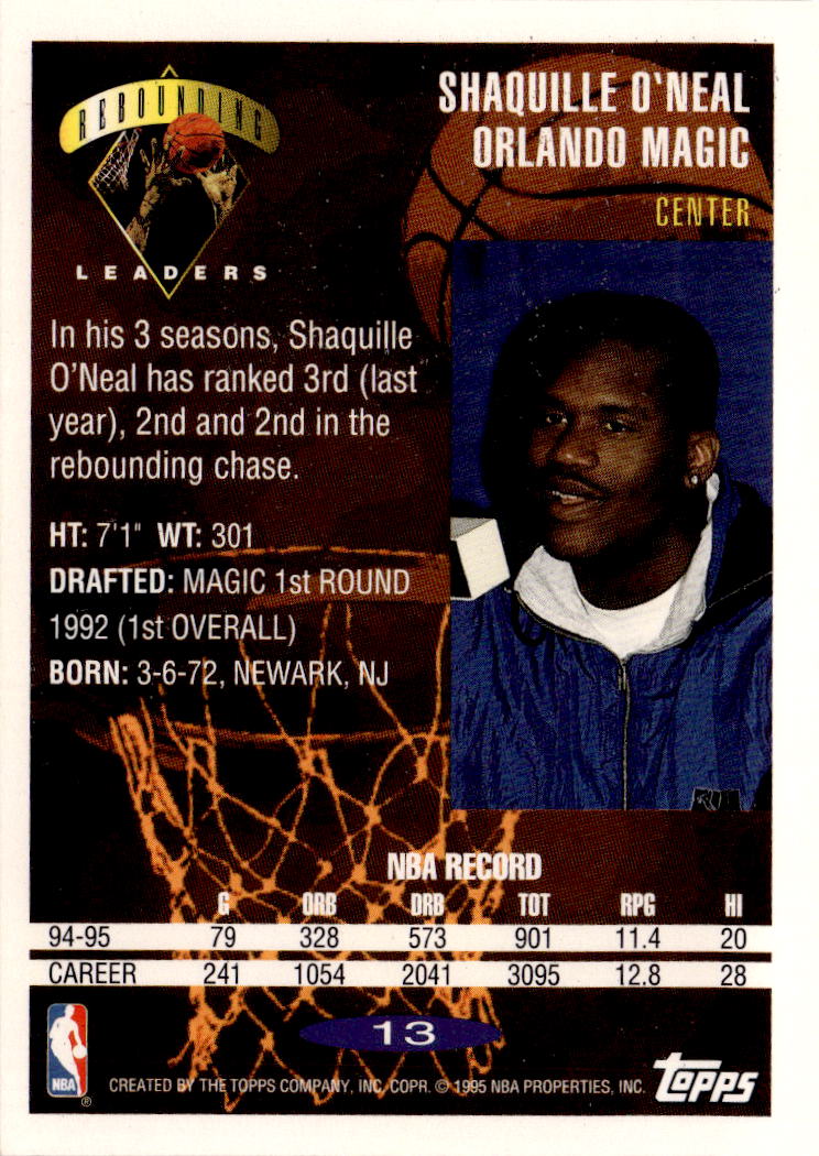 1995-96 Topps #13 Shaquille O'Neal