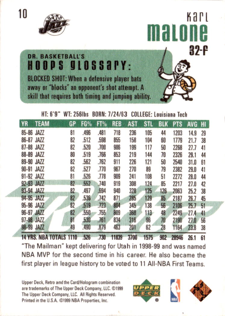 1999-00 Upper Deck Retro #10 Karl Malone