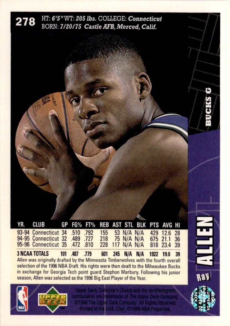 1996-97 Collector's Choice #278 Ray Allen
