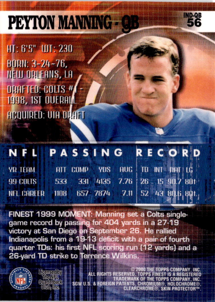 2000 Finest #56 Peyton Manning