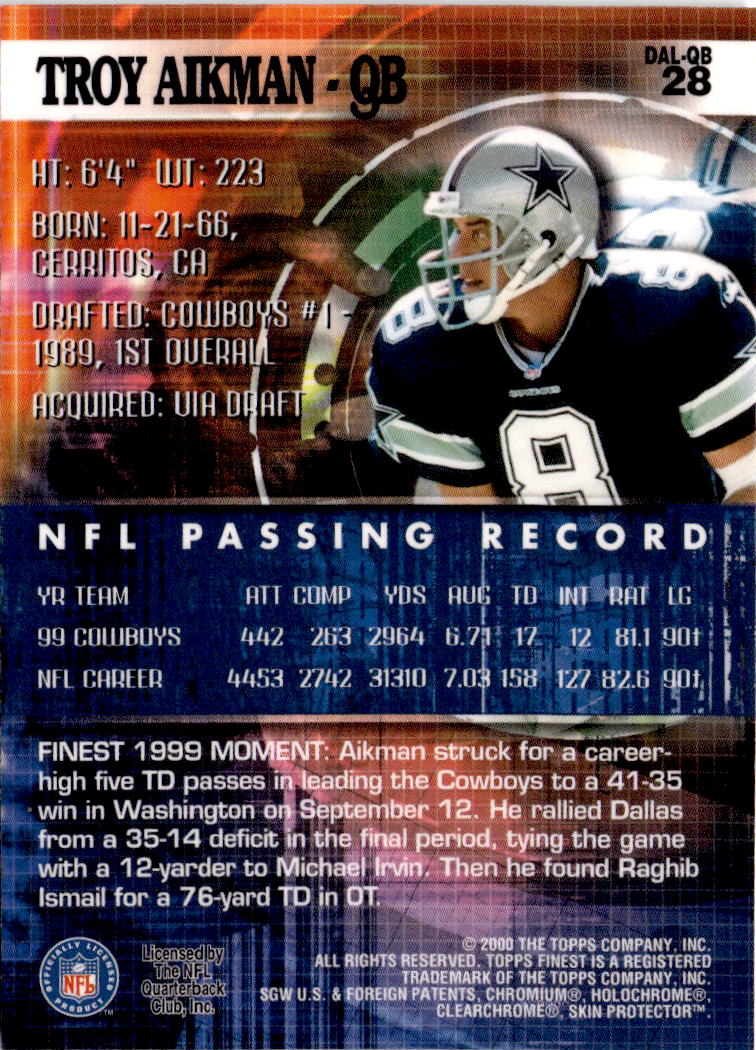 2000 Finest #28 Troy Aikman