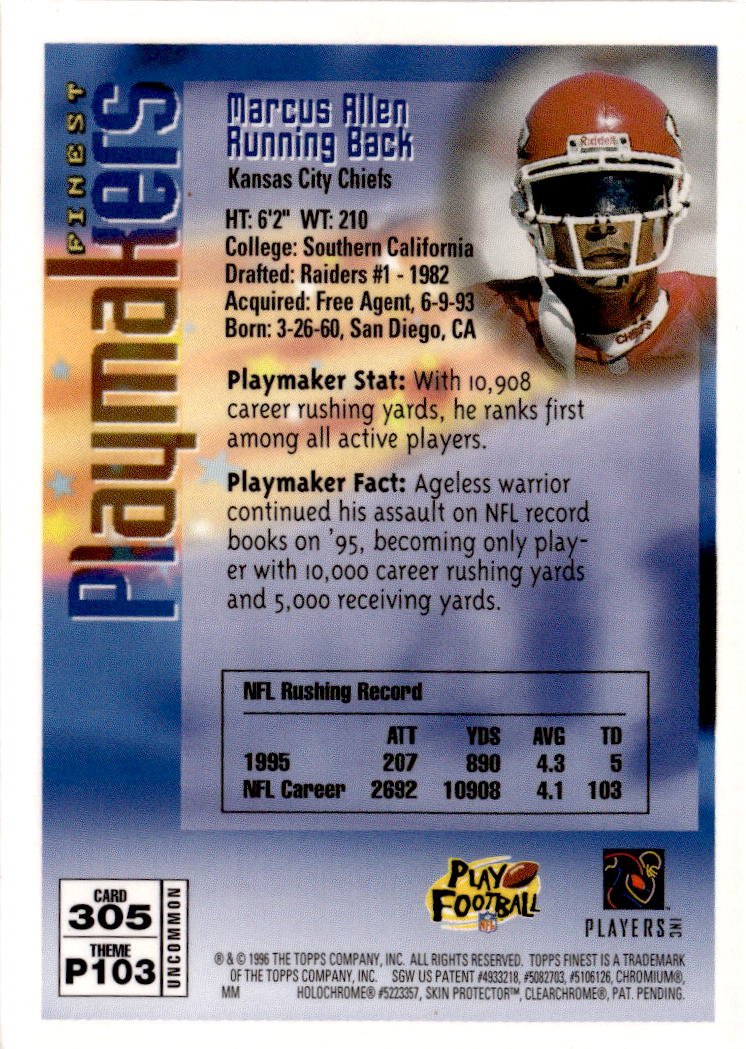 1996 Finest #305 Marcus Allen Uncommon Silver