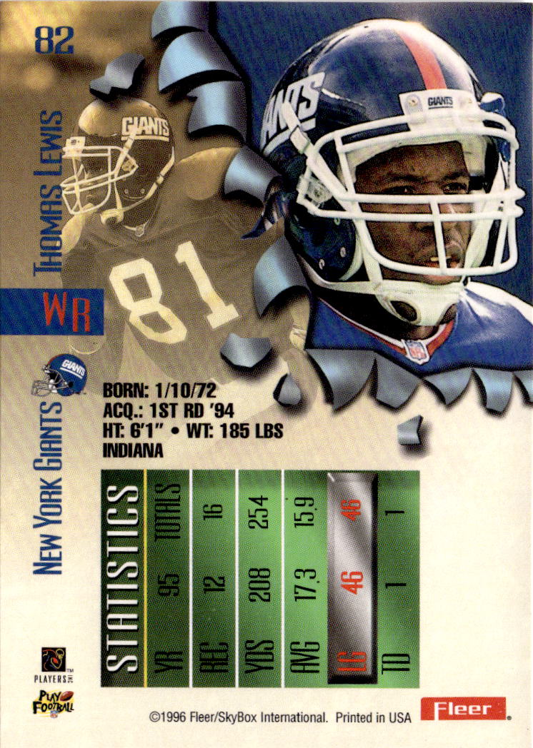 1996 Fleer Metal #82 Thomas Lewis