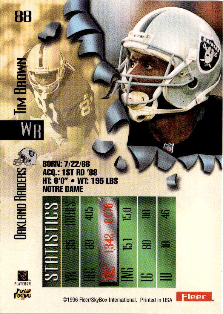 1996 Fleer Metal #88 Tim Brown