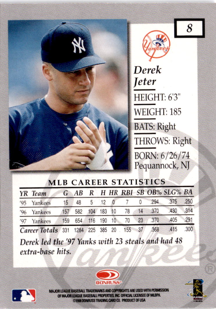 1998 Donruss Elite #8 Derek Jeter