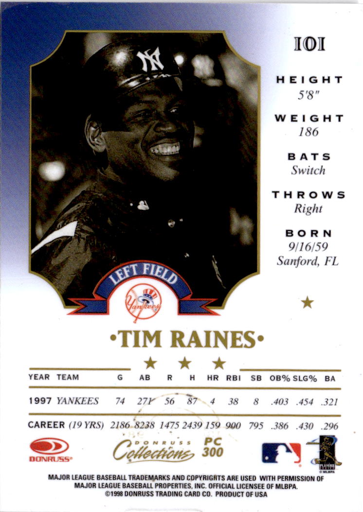1998 Donruss Collections Leaf #PC 300 Tim Raines Prized Collections