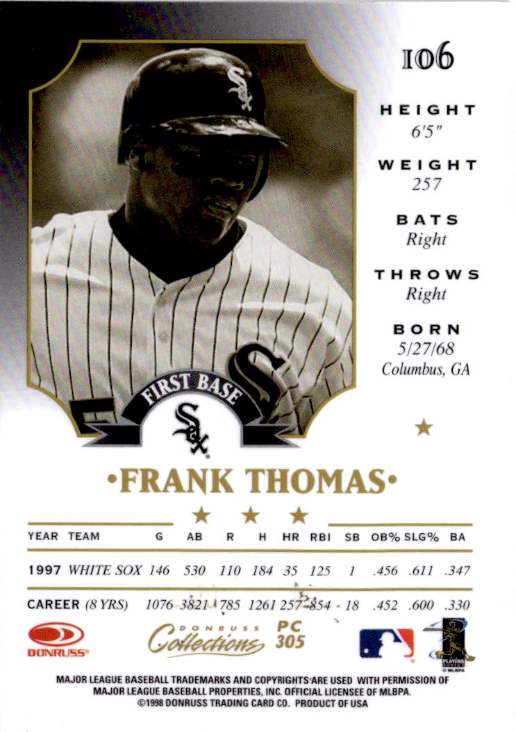 1998 Donruss Collections Leaf #PC 305 Frank Thomas Prized Collections