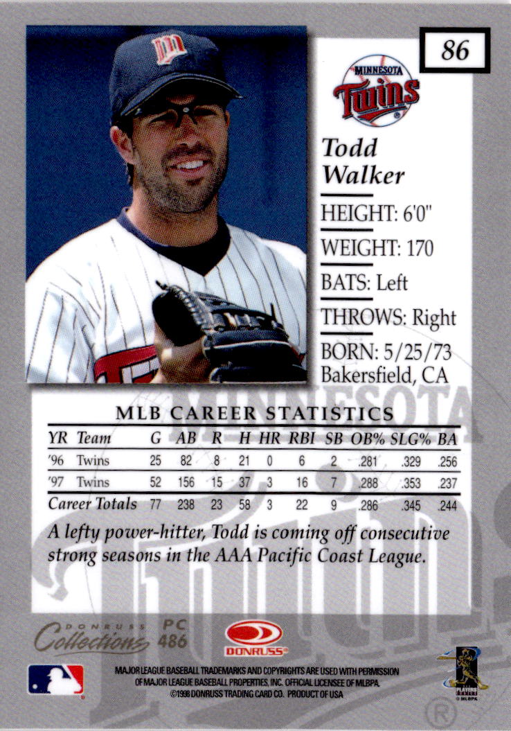 1998 Donruss Collections Elite #PC 486 Todd Walker Prized Collections
