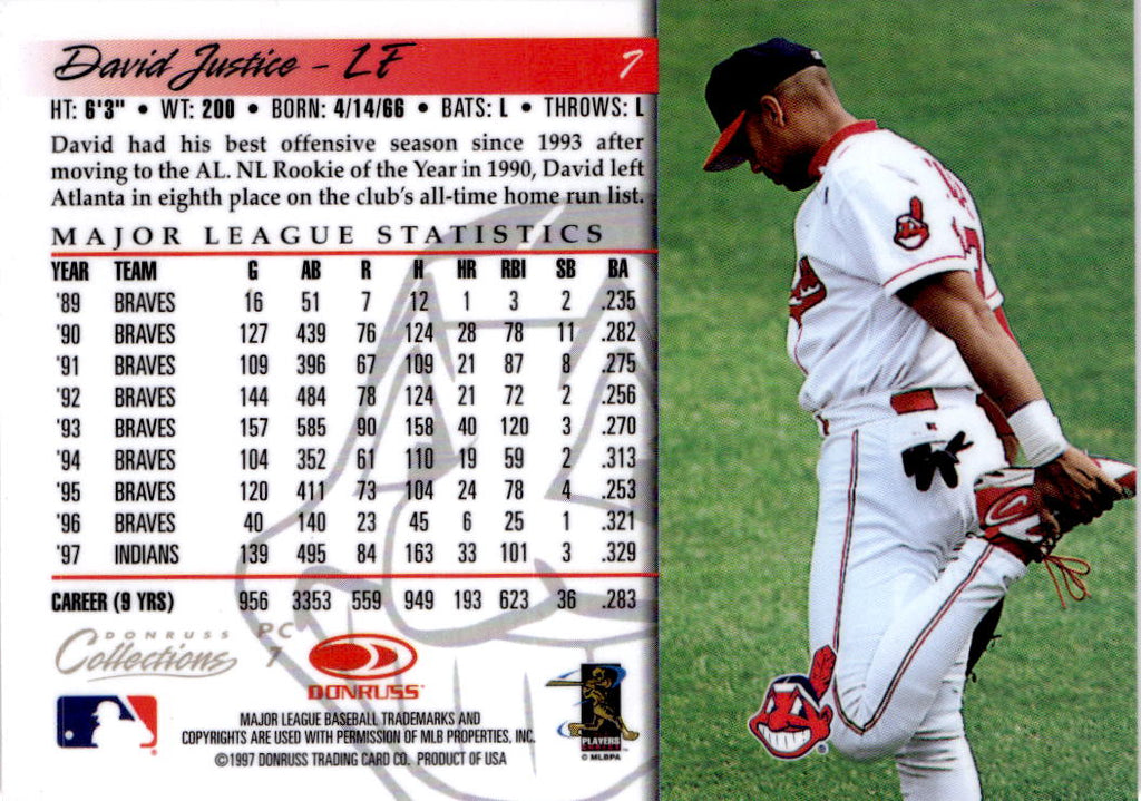 1998 Donruss Collections Donruss #PC 7 David Justice Prized Collections