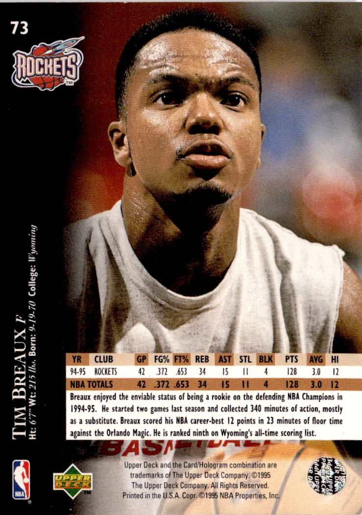 1995-96 Upper Deck #73 Tim Breaux Electric Court Gold