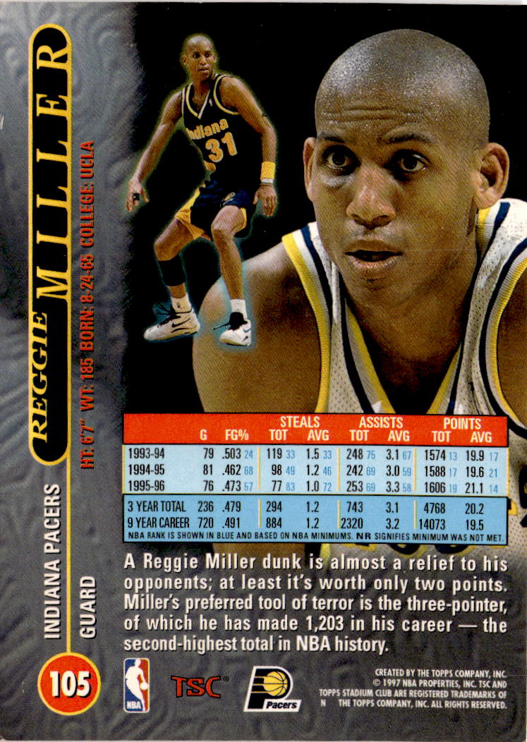 1996-97 Stadium Club #105 Reggie Miller
