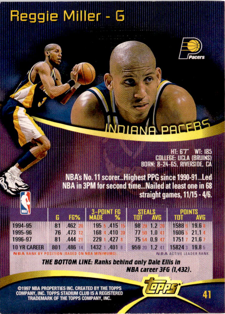 1997-98 Stadium Club #41 Reggie Miller
