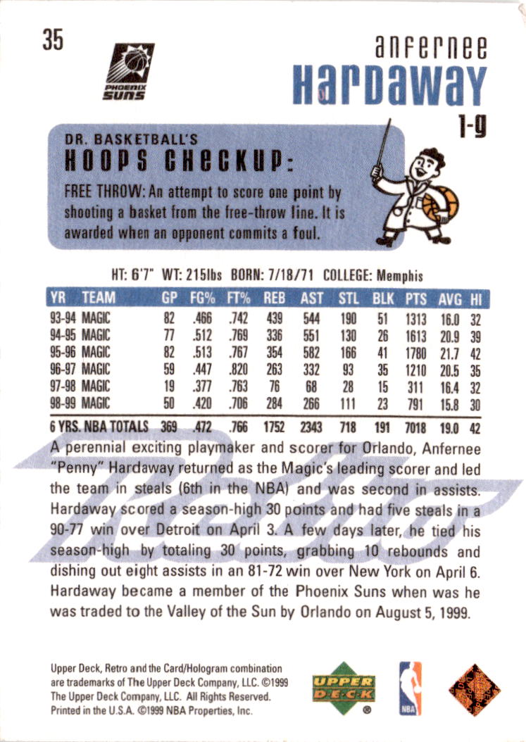 1999-00 Upper Deck Retro #35 Anfernee Hardaway
