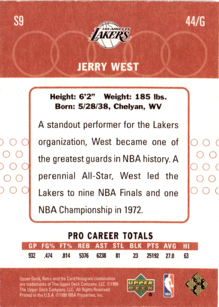 1999-00 Upper Deck Retro #S9 Jerry West Old School/New School Parallel #/500