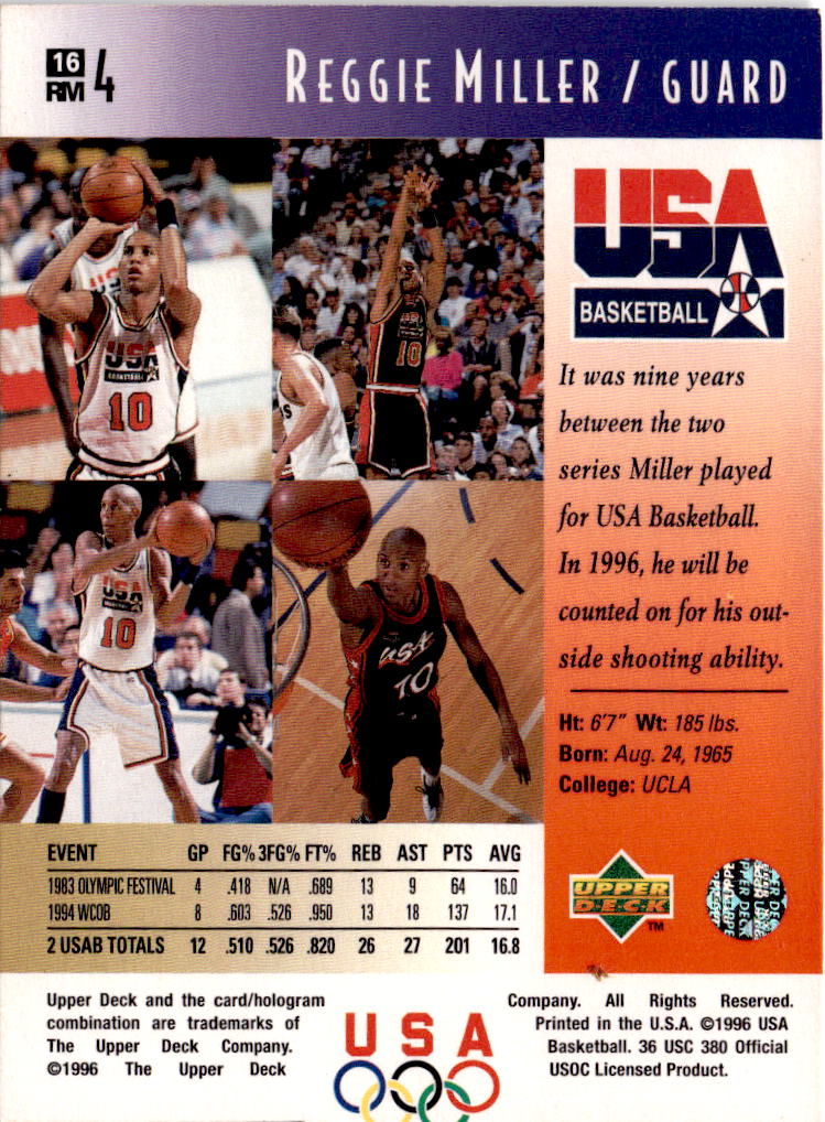 1996 Upper Deck USA #16 Reggie Miller