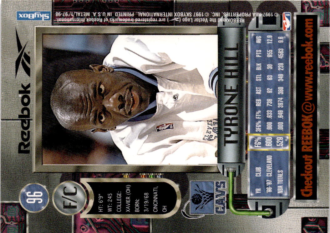 1997-98 Metal Universe #96 Tyrone Hill Reebok Bronze