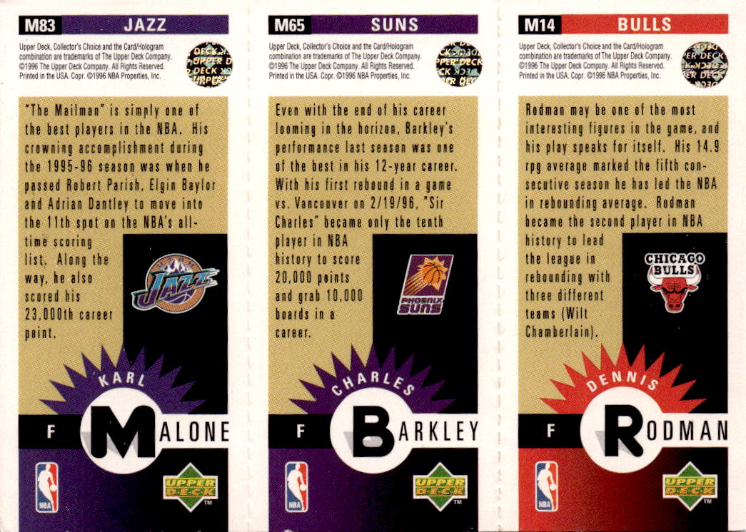 1996-97 Collector's Choice Dennis Rodman / Charles Barkley / Karl Malone GOLD