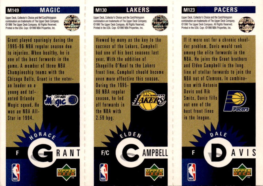 1996-97 Collector's Choice Dale Davis / Elden Campbell / Horace Grant GOLD