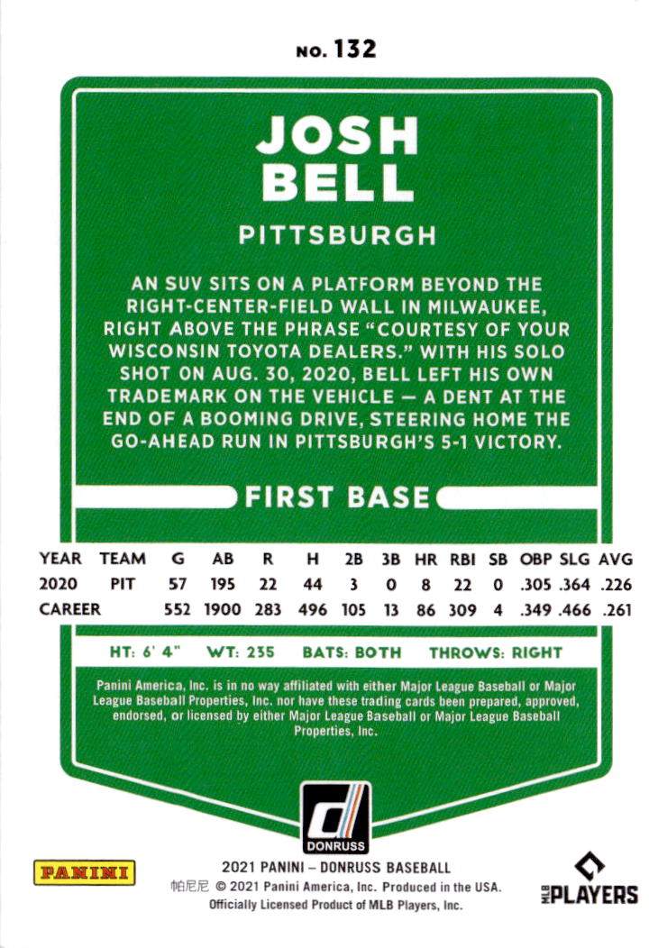 2021 Donruss #132 Josh Bell Season Stat Line #/22