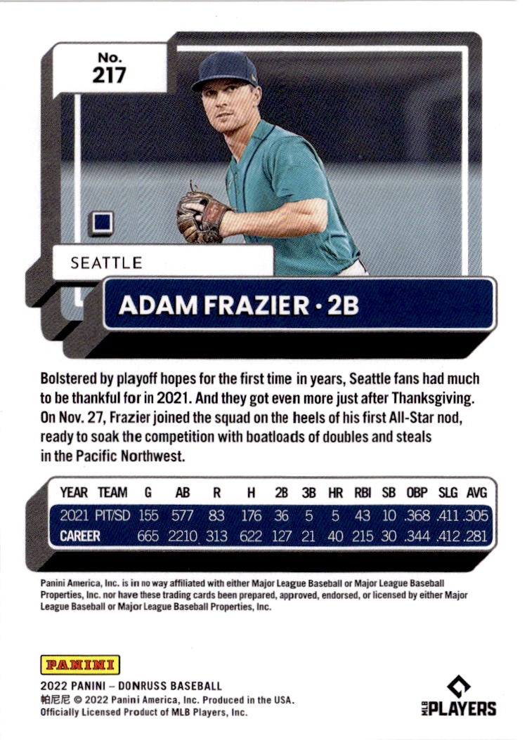 2022 Donruss #217 Adam Frazier Artist Proof #/10