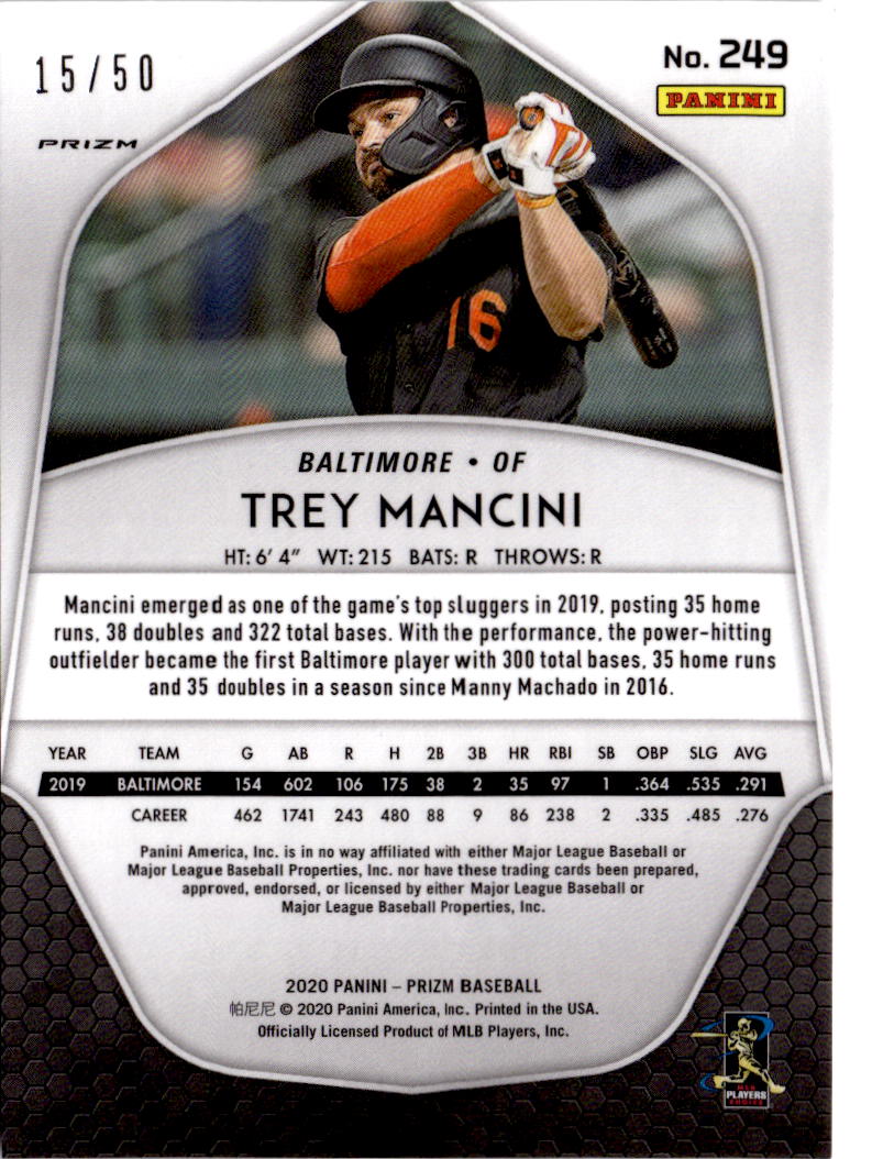 2020 Panini Prizm #249 Trey Mancini Snake Skin Prizm #/50